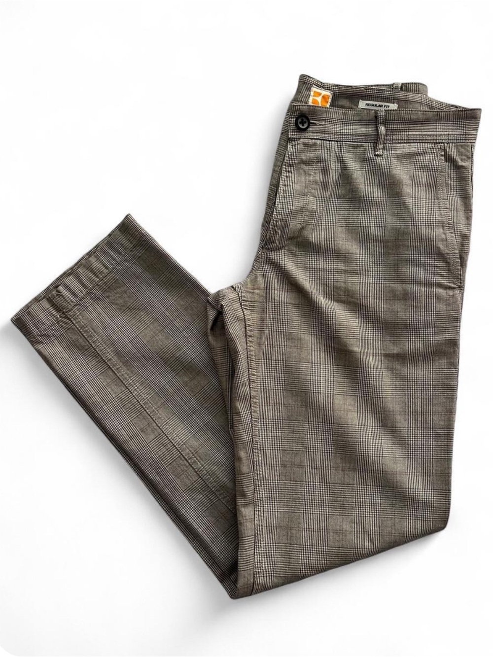 BOSS ORANGE Men's Brown Plaid Dress Pants 34 R
